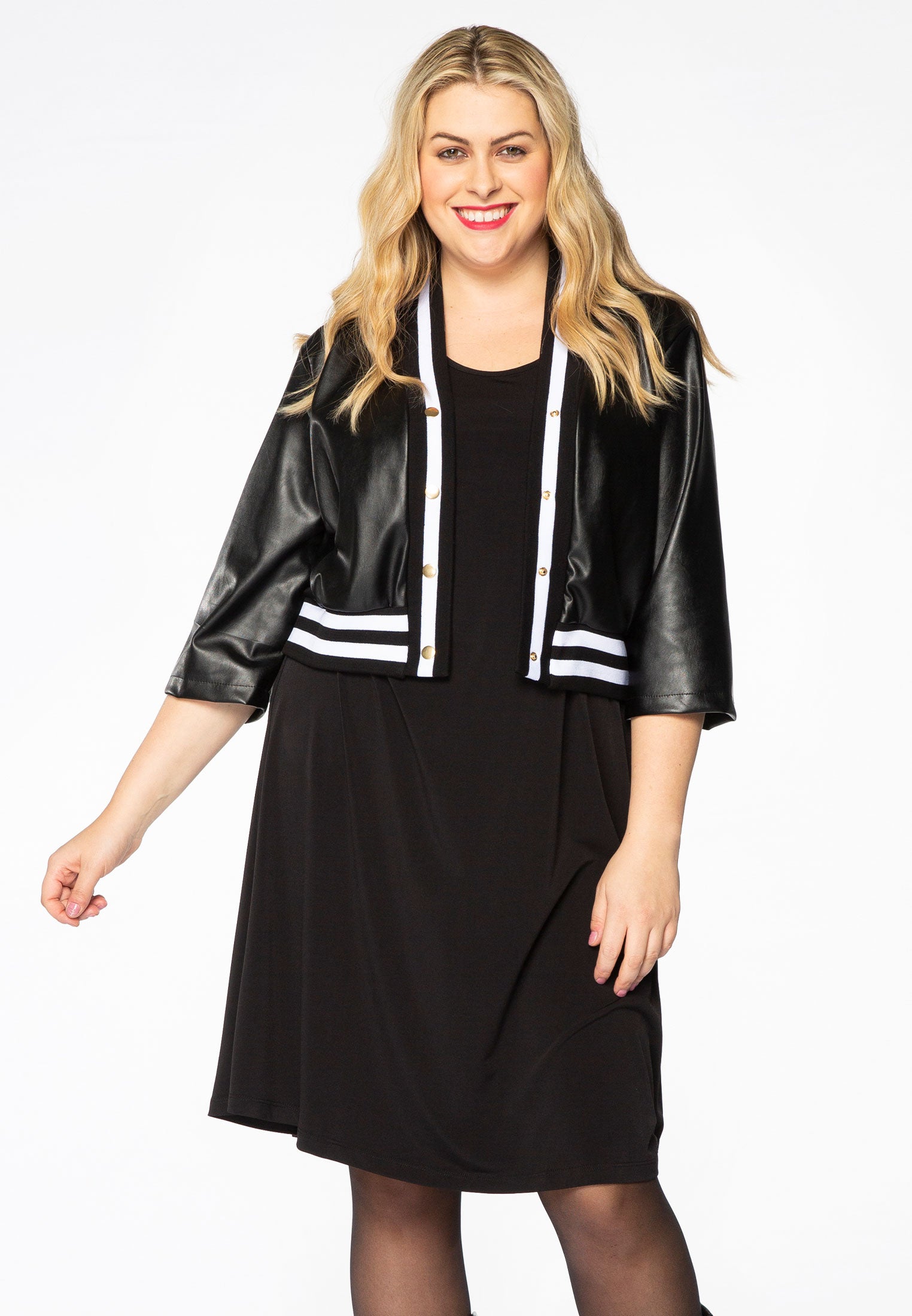 Yoek Jacket cropped LEATHER | Zwart | Maat 42