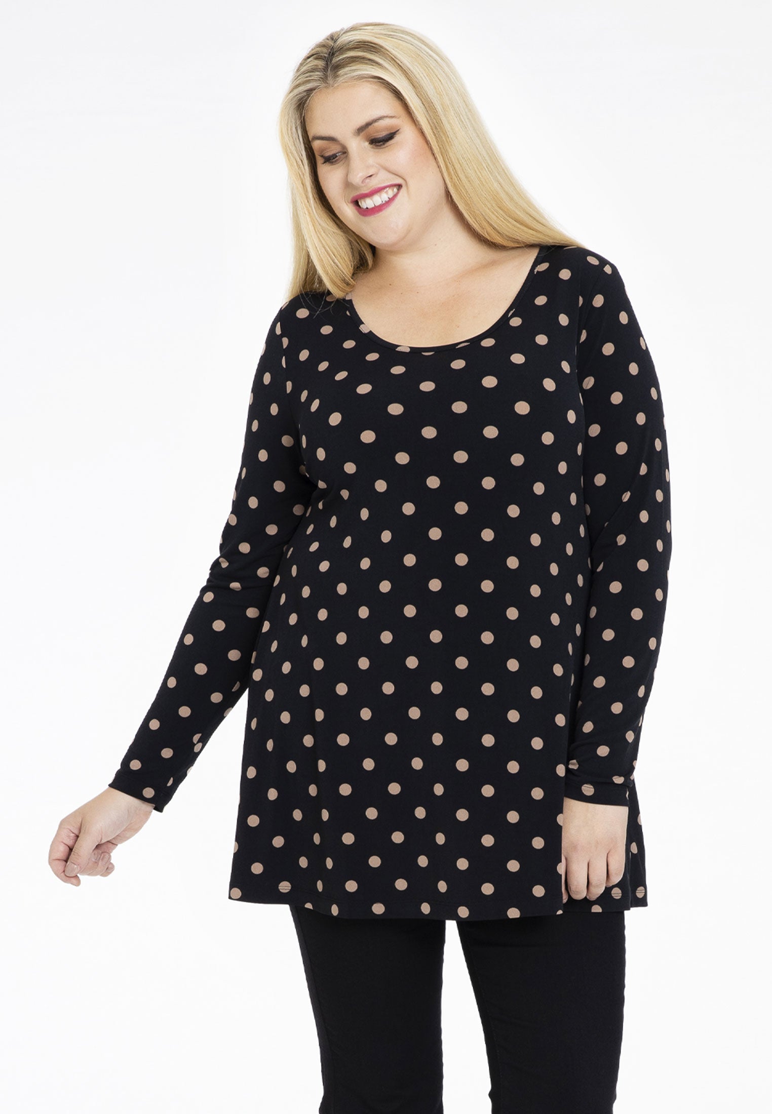 Yoek Tuniek flare DOTS | Zwart | Maat 46/48