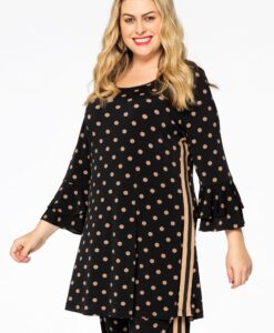 Yoek Tuniek wide bottom DOTS | Zwart | Maat 54/56