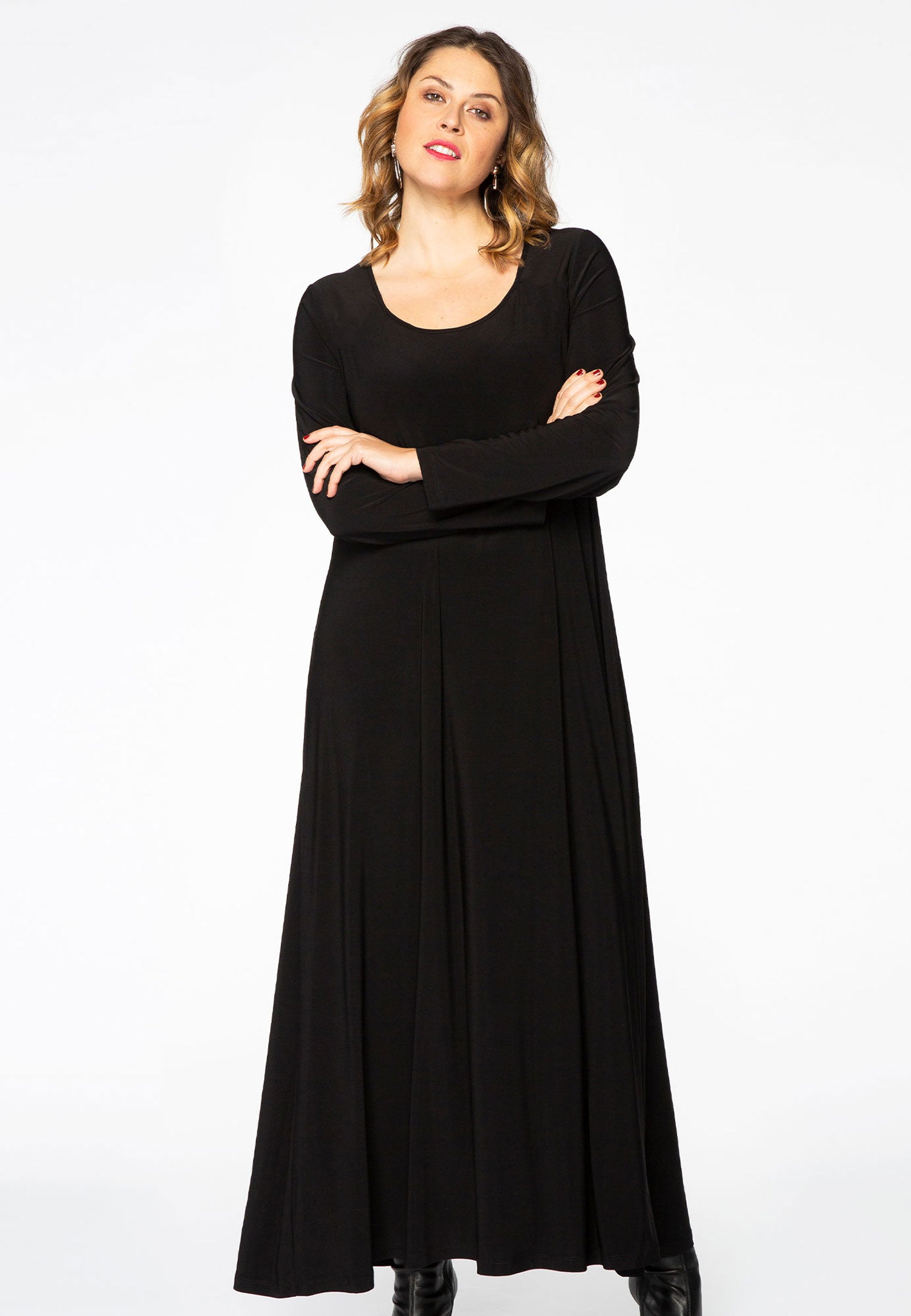 Yoek Maxi jurk | Zwart | Maat 50/52