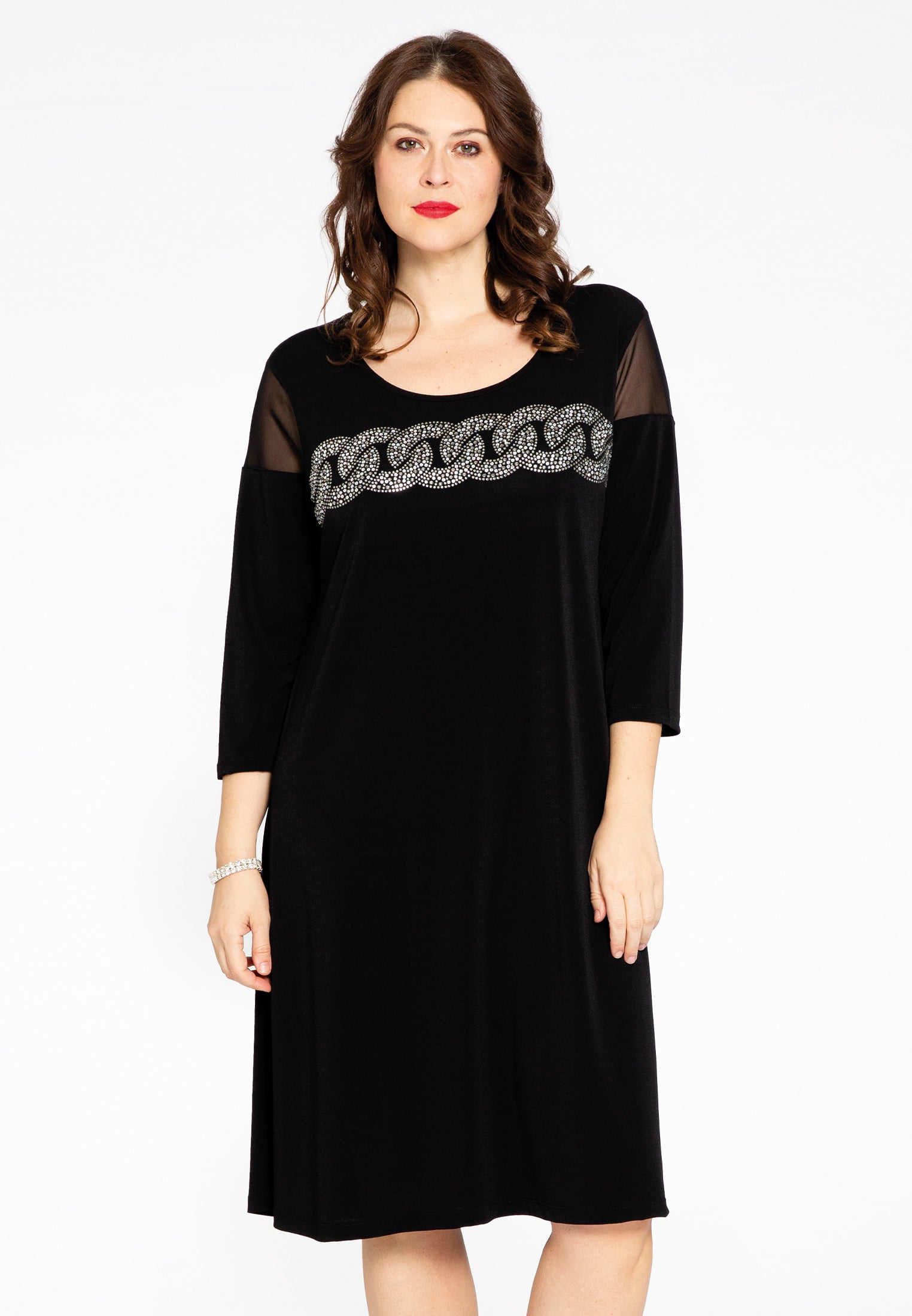 Yoek Jurk met ketting | Zwart | Maat 38/40
