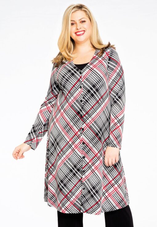 Yoek Vest wide bottom CHECK | Zwart | Maat 38/40