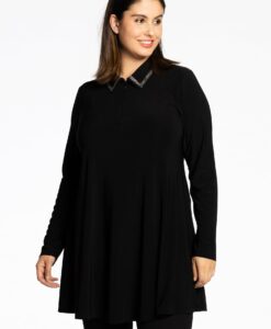 Yoek Tunic wide bottom strass | Zwart | Maat 58/60
