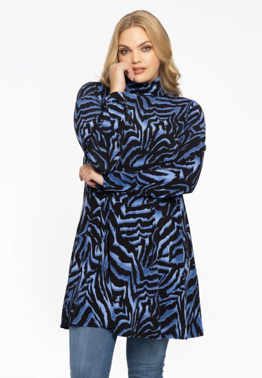 Yoek Tuniek wide bottom turtleneck KAMEO | Blauw | Maat 38/40