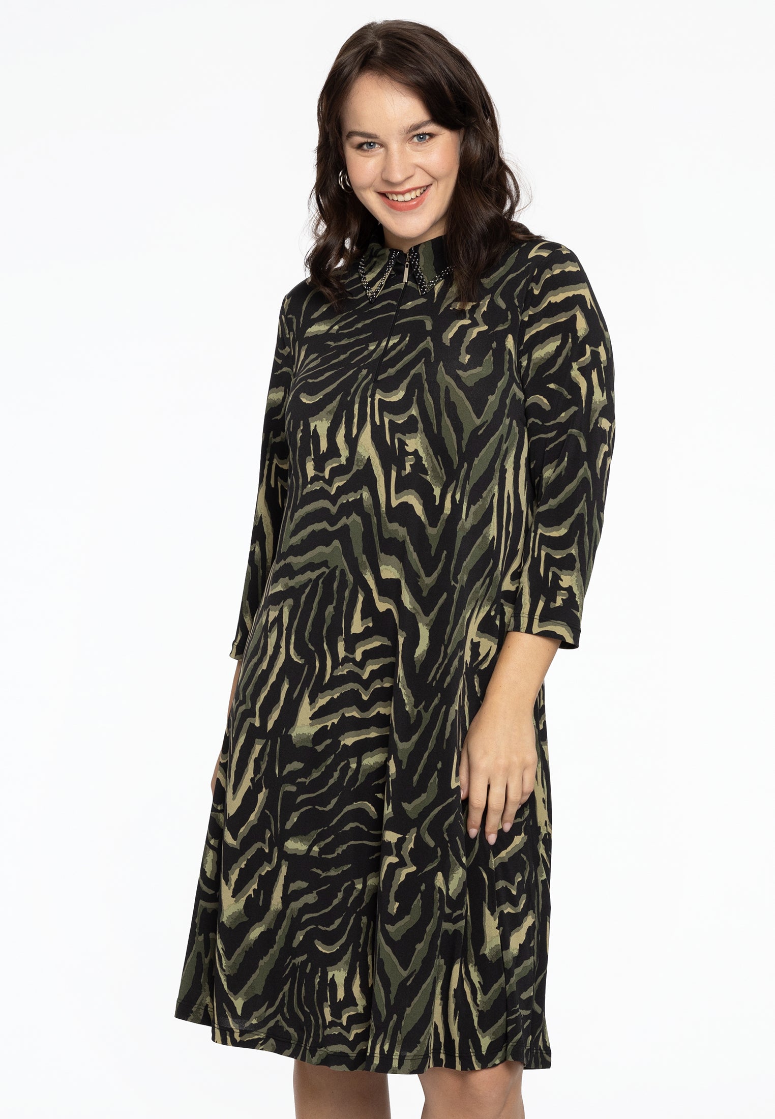 Yoek Dress A-line strass KAMEO | Groen | Maat 38/40