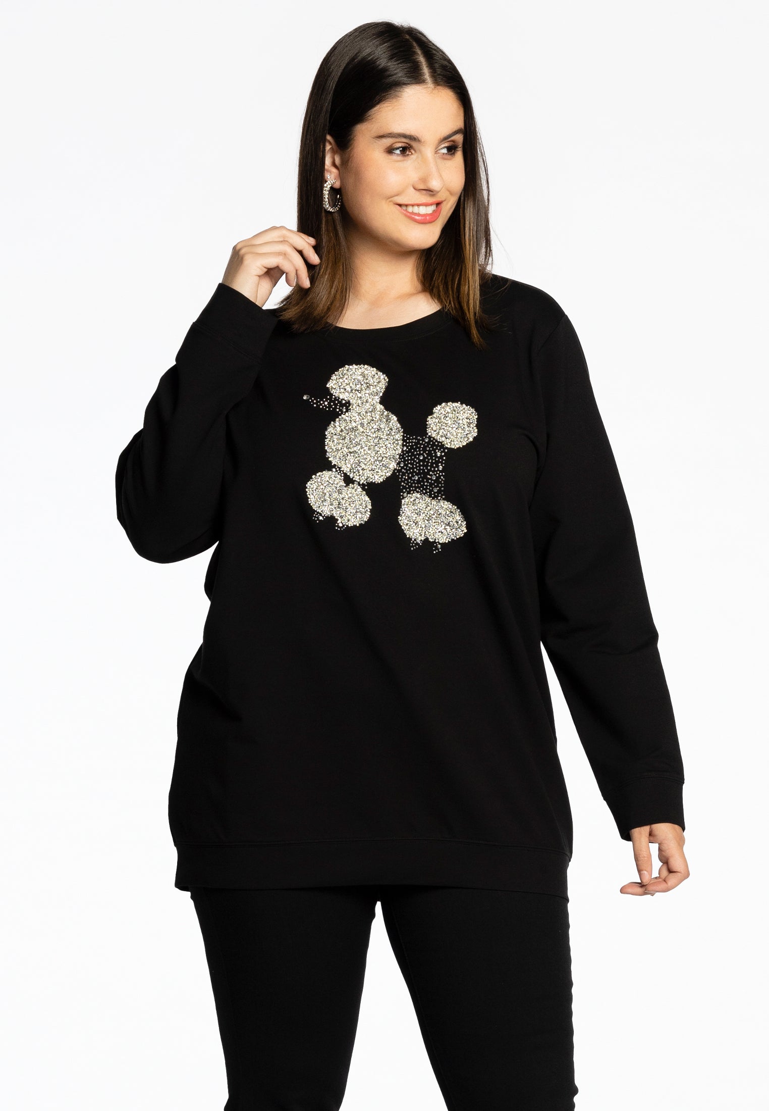 Yoek Sweater strass POODLE | Zwart | Maat 38/40