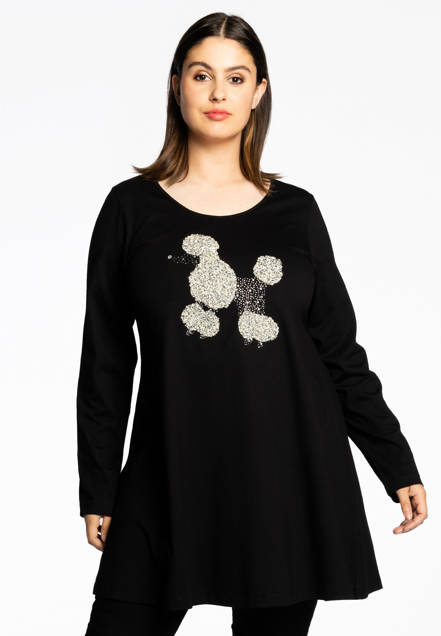 Yoek Tuniek wide bottom POODLE | Zwart | Maat 50/52
