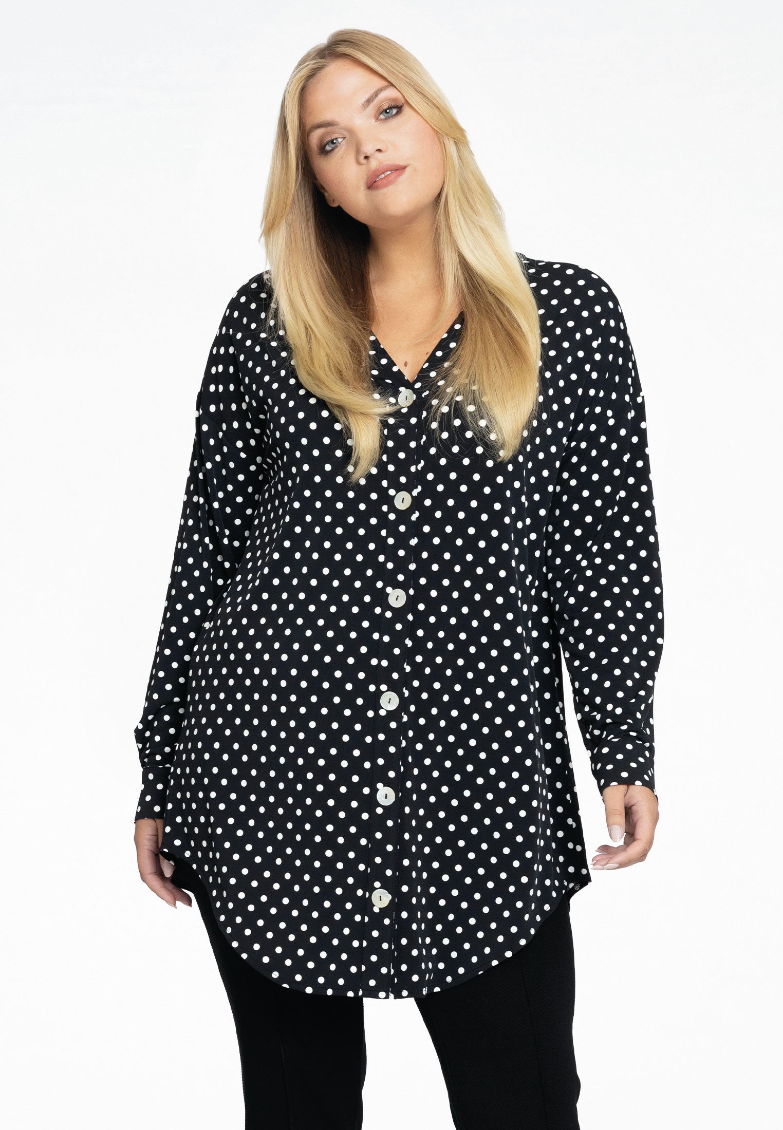 Yoek Blouse wijd | Zwart | Maat 46/48