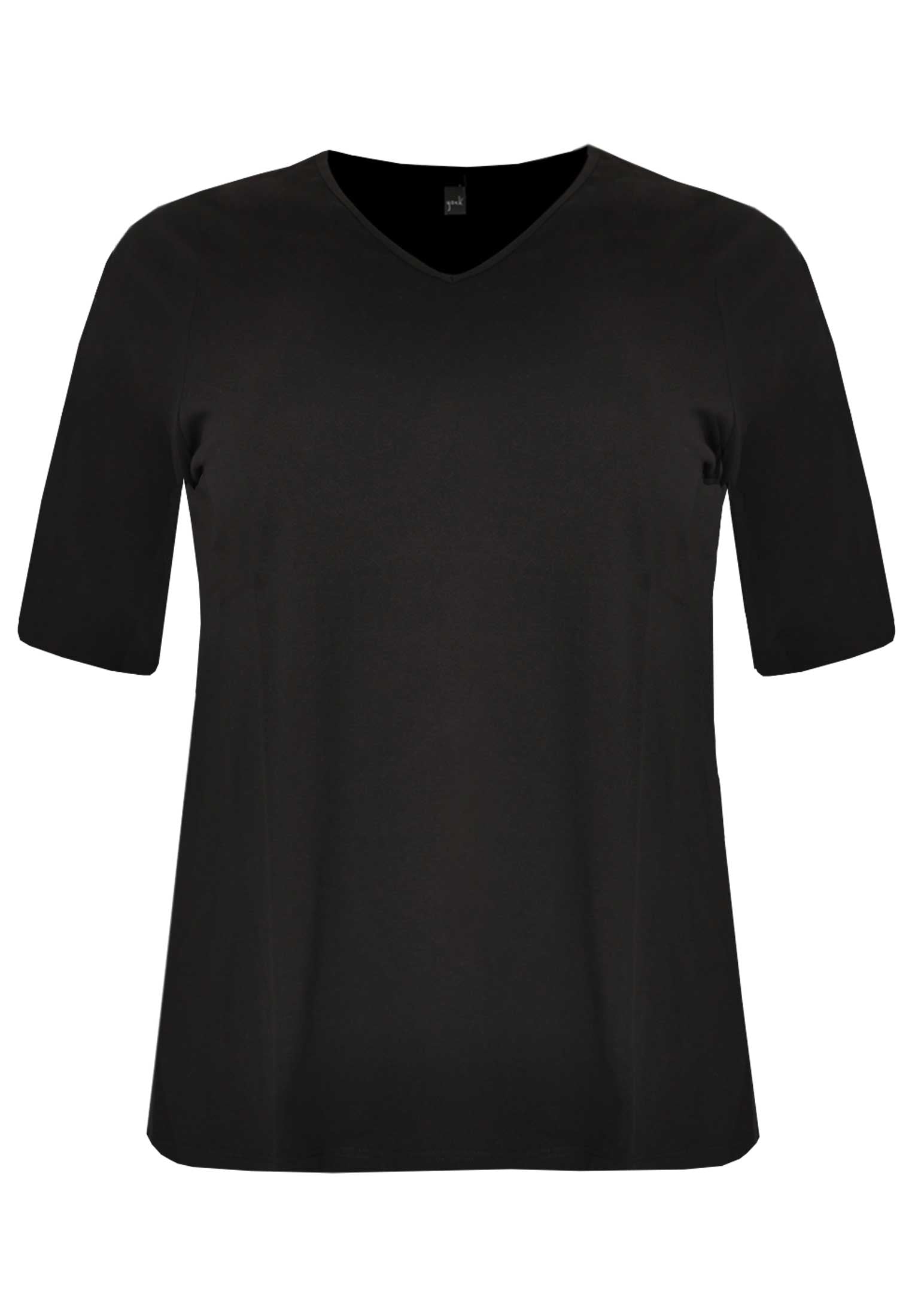 Yoek T-shirt v-hals relax fit | Zwart | Maat 46/48