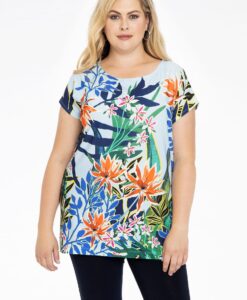 Yoek Shirt wide BOTANIC | Blauw | Maat 38/40