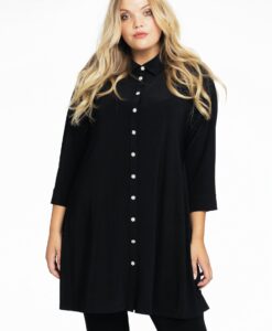 Yoek Blouse strassknoopjes | Zwart | Maat 58/60