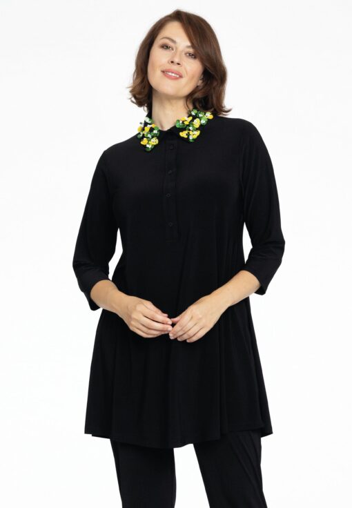 Yoek Tuniek wide bottom met pailletten | Zwart | Maat 42/44
