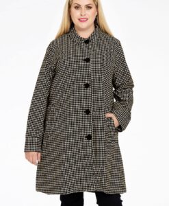 Yoek Regenjas PIED DE POULE | Zwart | Maat 44