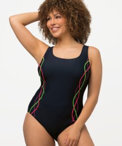 Grote Maten Badpak, Dames, blauw, Maat: 54, Synthetische vezels/Elastaan, Ulla Popken