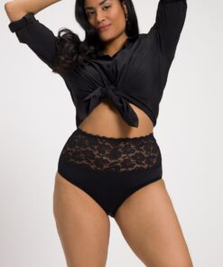 Grote Maten maxi-slips, Dames, zwart, Maat: 46/48, Katoen/Synthetische vezels/Elastaan, Ulla Popken