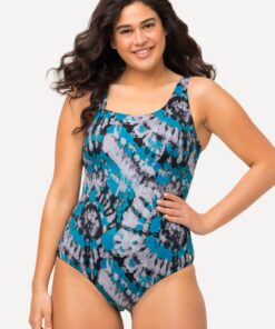 Grote Maten badpak, Dames, turquoise, Maat: 42, Polyester/Synthetische vezels/Elastaan, Ulla Popken