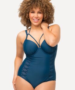 Grote Maten Badpak, Dames, turquoise, Maat: 52, Synthetische vezels/Elastaan, Ulla Popken