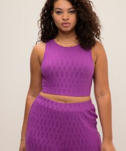 Grote Maten Crop top, Dames, paars, Maat: 46/48, Viscose/Synthetische vezels, Studio Untold