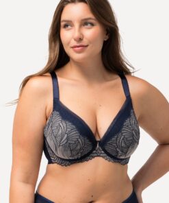 Grote Maten Beugel BH, Dames, blauw, Maat: 90B, Synthetische vezels/Elastaan, Ulla Popken