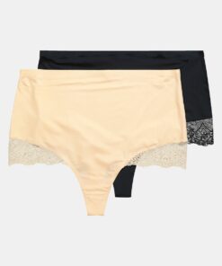Grote Maten String-panty's, Dames, zwart, Maat: 42/44, Katoen/Synthetische vezels/Elastaan, Ulla Popken