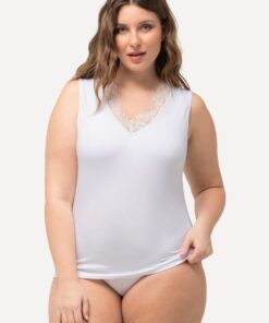 Grote Maten Onderhemd, Dames, wit, Maat: 50/52, Viscose/Synthetische vezels/Elastaan, Ulla Popken