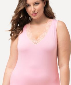 Grote Maten Onderhemd, Dames, roze, Maat: 54/56, Viscose/Synthetische vezels/Elastaan, Ulla Popken