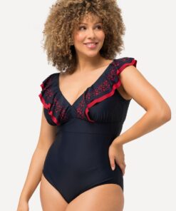 Grote Maten Badpak, Dames, blauw, Maat: 56, Synthetische vezels/Elastaan, Ulla Popken