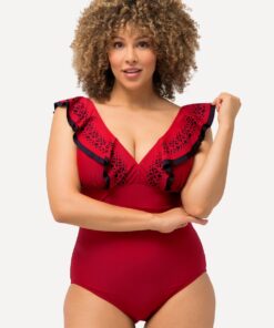 Grote Maten Badpak, Dames, rood, Maat: 60, Synthetische vezels/Elastaan, Ulla Popken