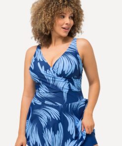 Grote Maten Badjurk met shorts, Dames, blauw, Maat: 56, Polyester/Synthetische vezels/Elastaan, Ulla Popken