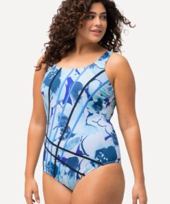 Grote Maten Badpak, Dames, blauw, Maat: 54, Polyester/Synthetische vezels/Elastaan, Ulla Popken