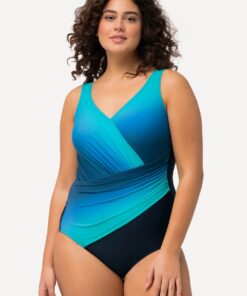 Grote Maten Badpak, Dames, blauw, Maat: 62, Synthetische vezels/Elastaan, Ulla Popken