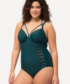 Grote Maten Badpak, Dames, turquoise, Maat: 50, Synthetische vezels/Elastaan, Ulla Popken