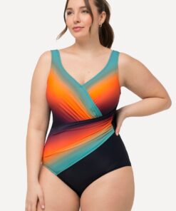 Grote Maten Badpak, Dames, blauw, Maat: 52, Synthetische vezels/Elastaan, Ulla Popken