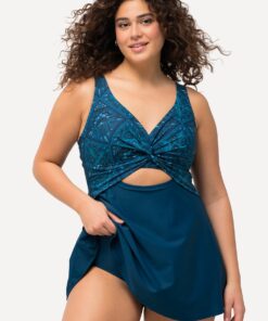 Grote Maten Badjurk, Dames, turquoise, Maat: 54, Synthetische vezels/Elastaan, Ulla Popken