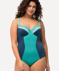 Grote Maten Badpak, Dames, turquoise, Maat: 56, Synthetische vezels/Elastaan, Ulla Popken