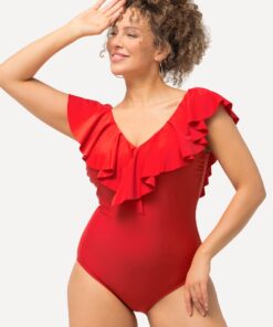 Grote Maten Badpak, Dames, rood, Maat: 62, Synthetische vezels/Elastaan, Ulla Popken
