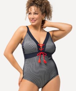 Grote Maten Badpak, Dames, blauw, Maat: 56, Synthetische vezels/Polyester/Elastaan, Ulla Popken