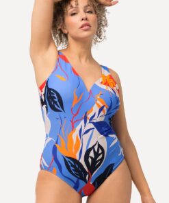Grote Maten Badpak, Dames, blauw, Maat: 48, Synthetische vezels/Elastaan, Ulla Popken