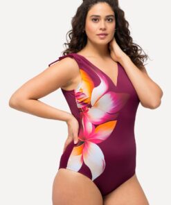 Grote Maten Badpak, Dames, rood, Maat: 52, Synthetische vezels/Elastaan, Ulla Popken