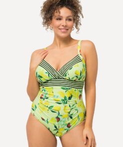 Grote Maten Badpak, Dames, beige, Maat: 58, Synthetische vezels/Elastaan, Ulla Popken