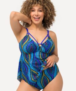 Grote Maten Tankini, Dames, blauw, Maat: 42, Polyester/Synthetische vezels/Elastaan, Ulla Popken