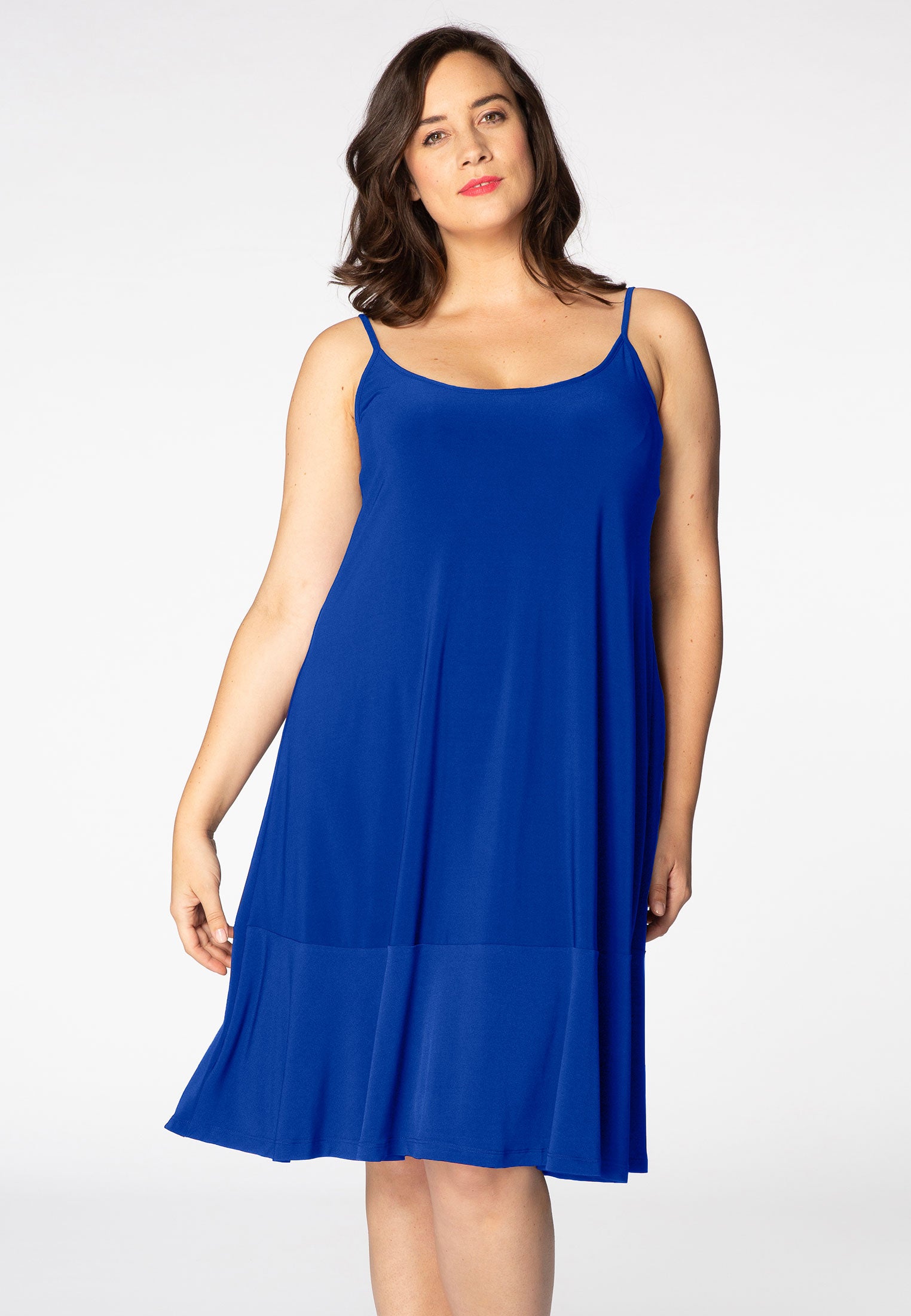 Yoek Dress spaghetti straps | Blauw | Maat 50/52