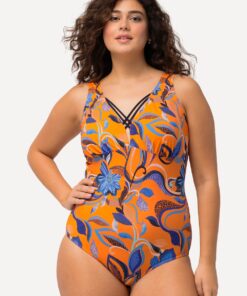 Grote Maten Badpak, Dames, oranje, Maat: 60, Polyester/Synthetische vezels/Elastaan, Ulla Popken