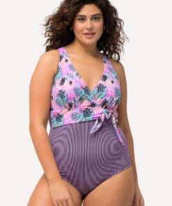 Grote Maten Badpak, Dames, paars, Maat: 60, Polyester/Synthetische vezels/Elastaan, Ulla Popken