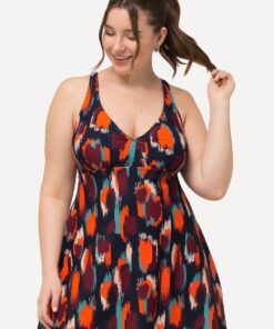 Grote Maten Badjurk, Dames, blauw, Maat: 58/60, Polyester/Synthetische vezels/Elastaan, Ulla Popken
