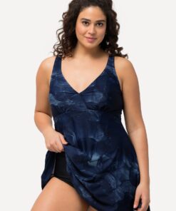 Grote Maten Badjurk, Dames, blauw, Maat: 42/44, Polyester/Synthetische vezels/Elastaan, Ulla Popken