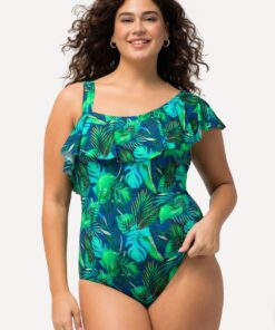 Grote Maten Badpak, Dames, blauw, Maat: 60, Synthetische vezels/Elastaan, Ulla Popken