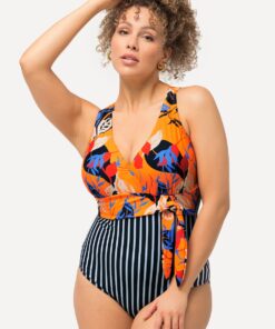 Grote Maten Badpak, Dames, oranje, Maat: 58, Polyester/Synthetische vezels/Elastaan, Ulla Popken