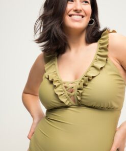 Grote Maten Badpak, Dames, groen, Maat: 48, Polyester/Synthetische vezels/Elastaan, Studio Untold