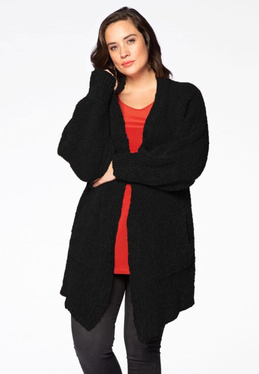 Yoek Cardigan teddy | Zwart | Maat 38/40